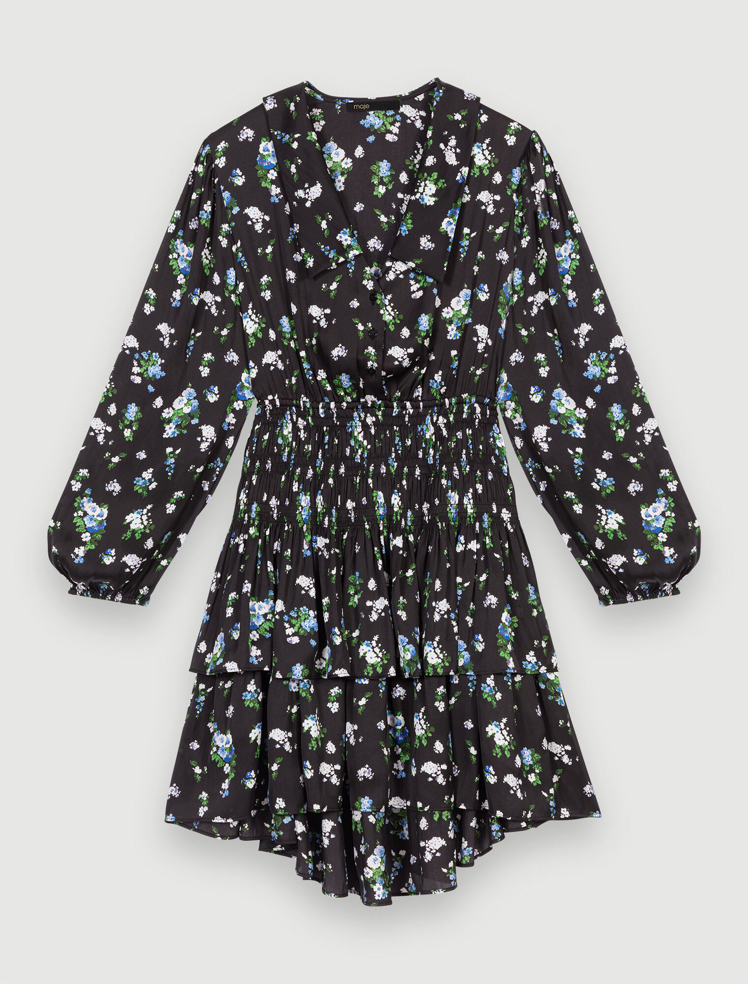 Gesmoktes Kleid mit Blumen-Print
