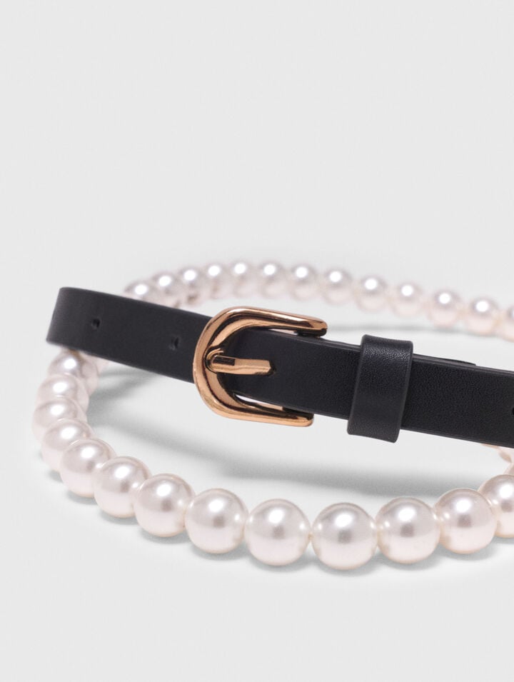 Gürtel im Perlen-Leder-Mix