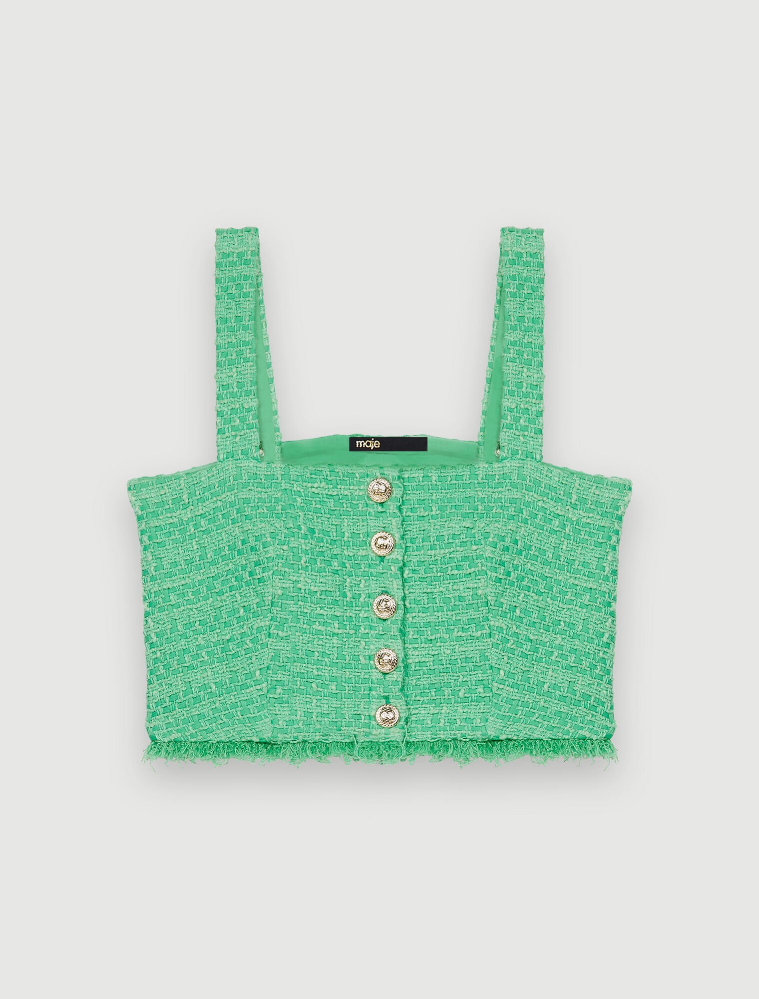 Crop Top mit Trägern in Tweedoptik