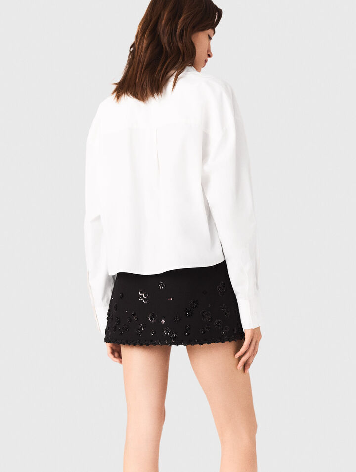 Bestickte Trompe-l'Œil-Shorts