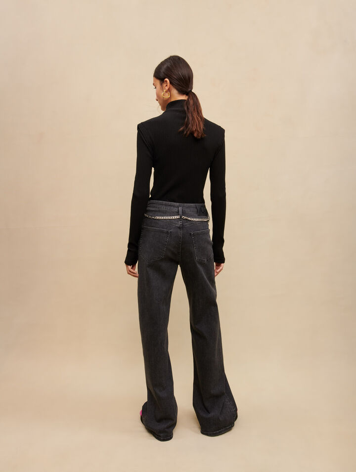 Schwarze Baggy-Jeans mit G&uuml;rtel