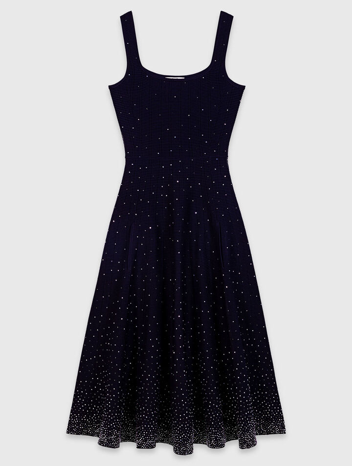 Langes Strickkleid mit Strass
