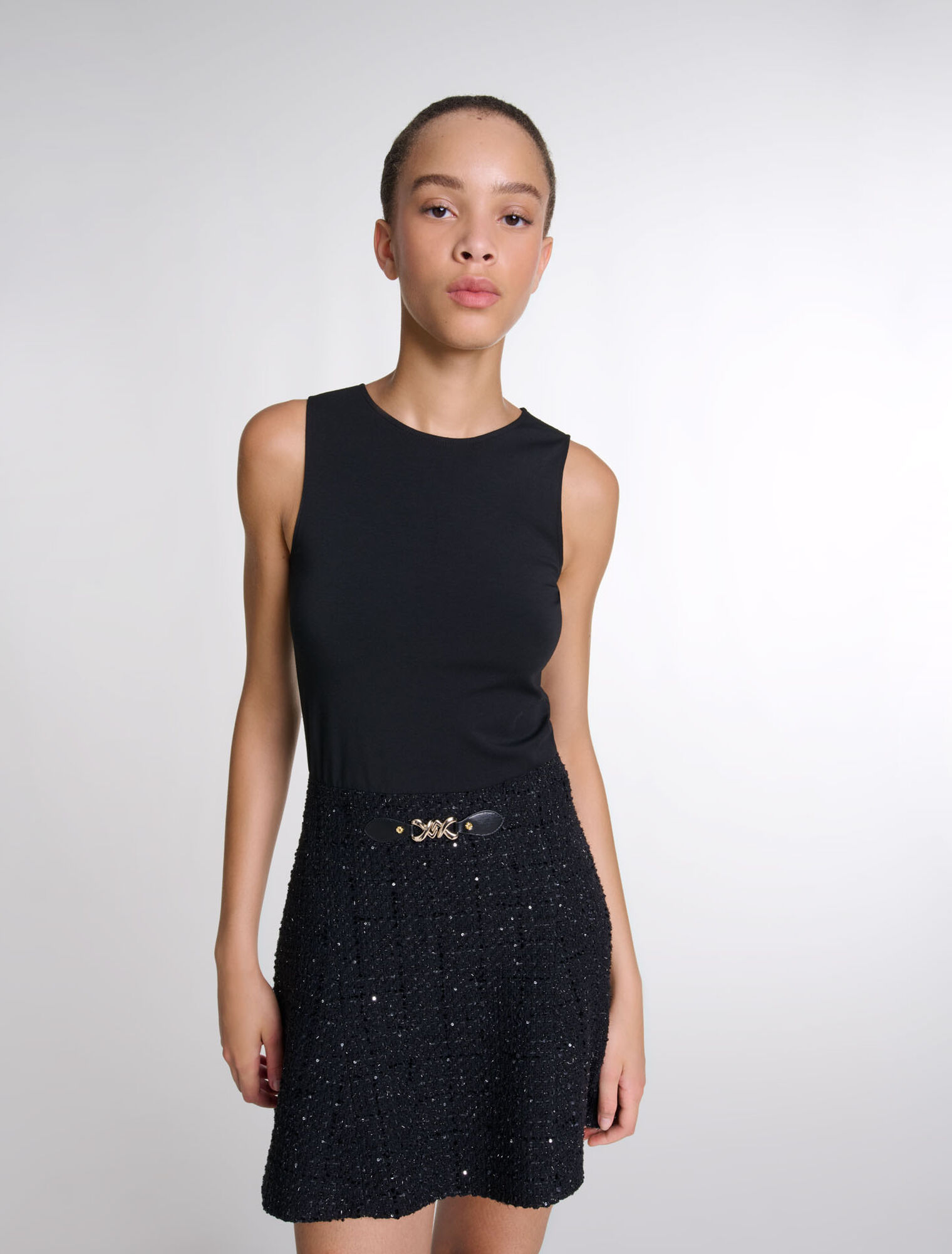 Kurzes 2-in-1 Kleid aus Tweed