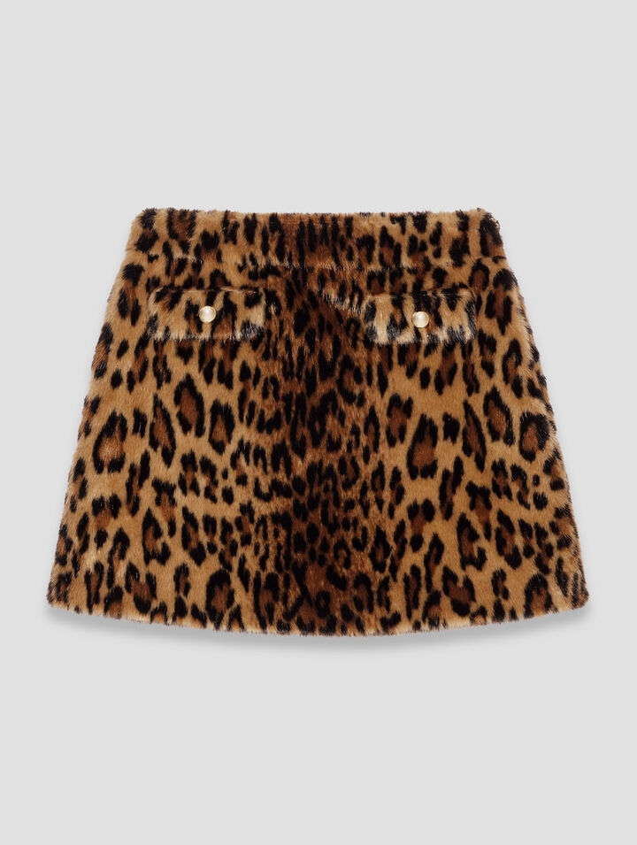 Leopard-Minirock aus Kunstpelz