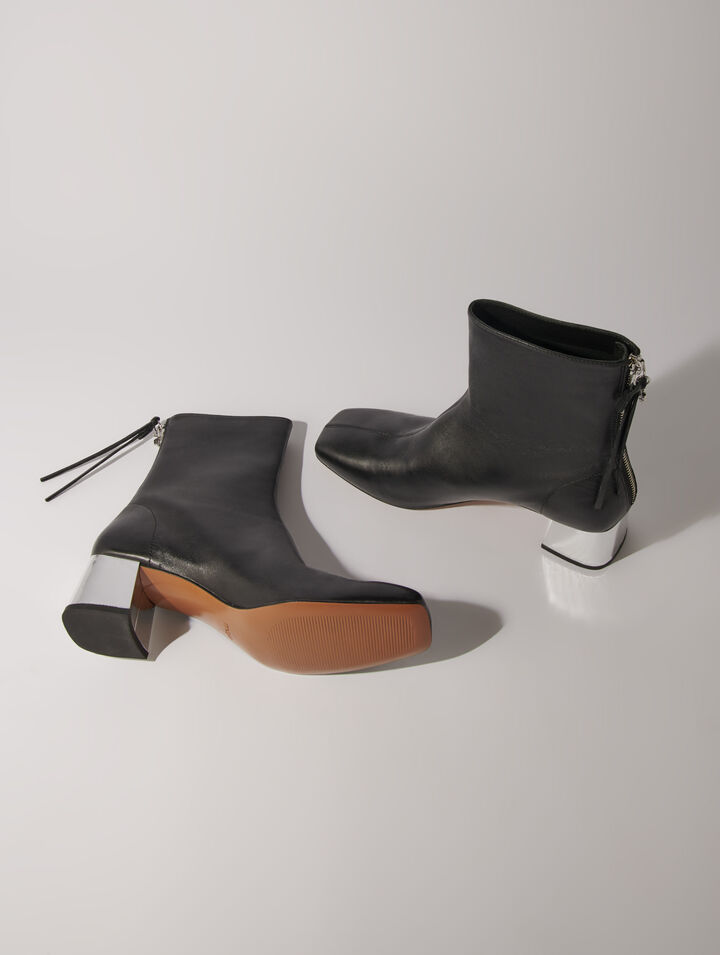 Lederstiefeletten mit eckiger Kappe