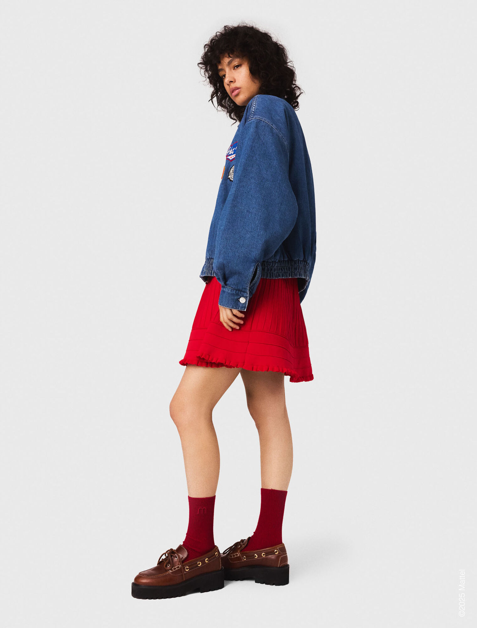 Oversize-Denimjacke mit Stickerei
