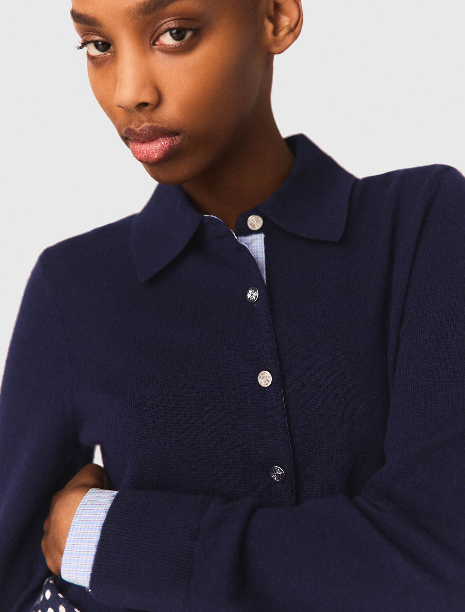 Polo-Cardigan mit Abnehm-Teilen