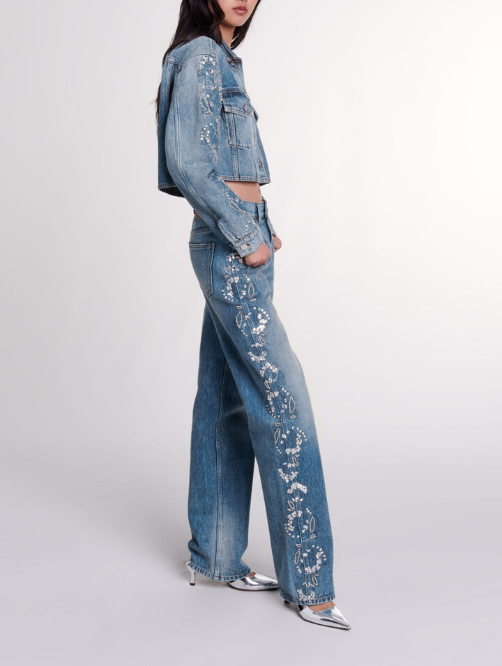 Blouson aus besticktem Denim 