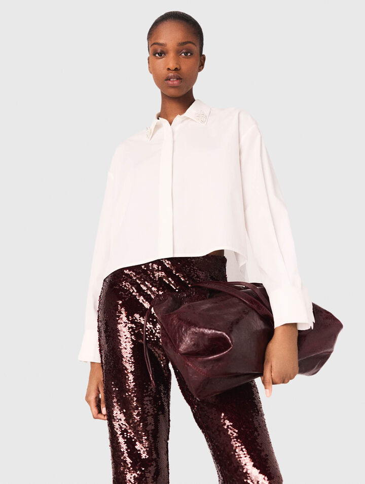 Tote-Tasche M aus Craquelé-Leder