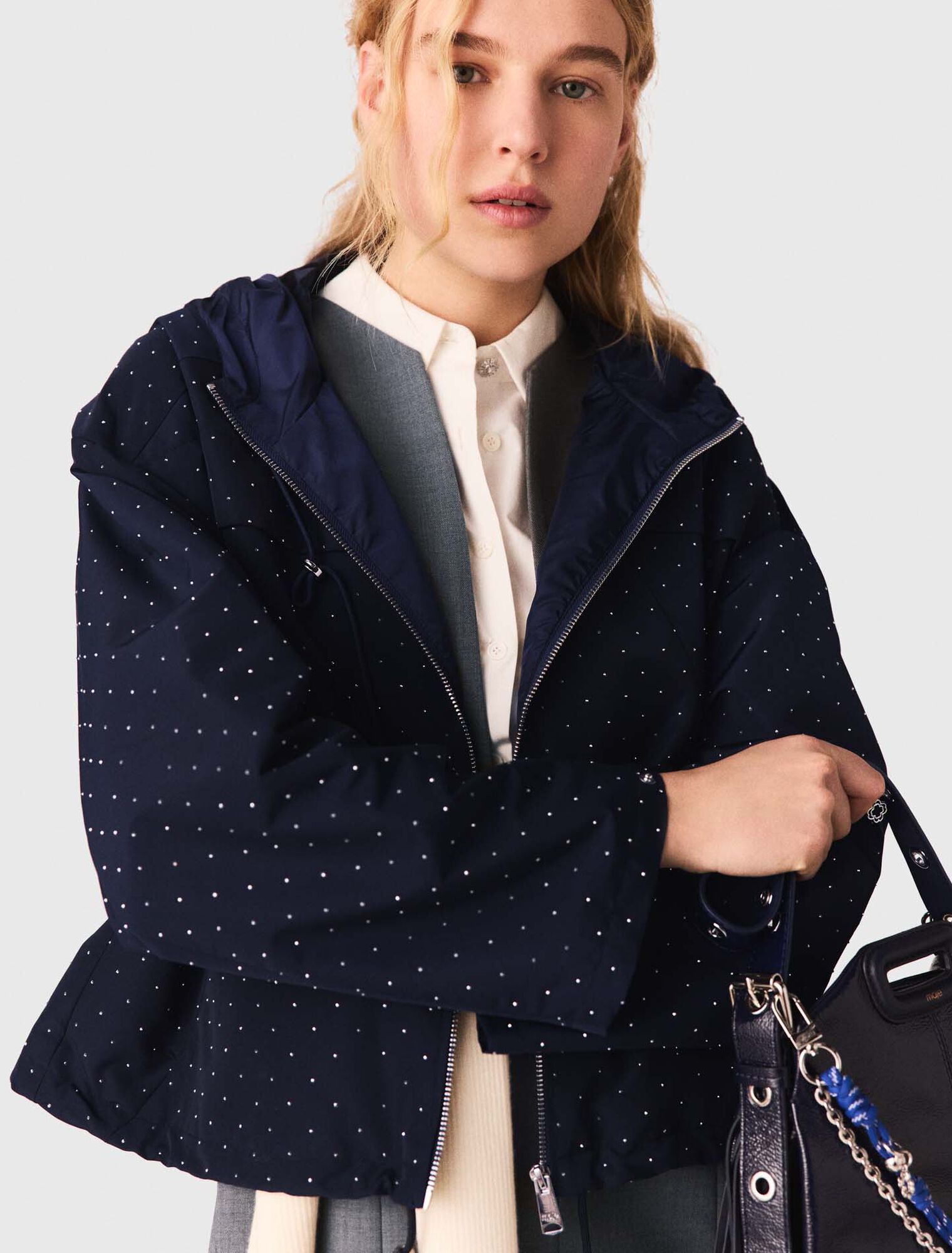 Windjacke mit Strass und Kapuze
