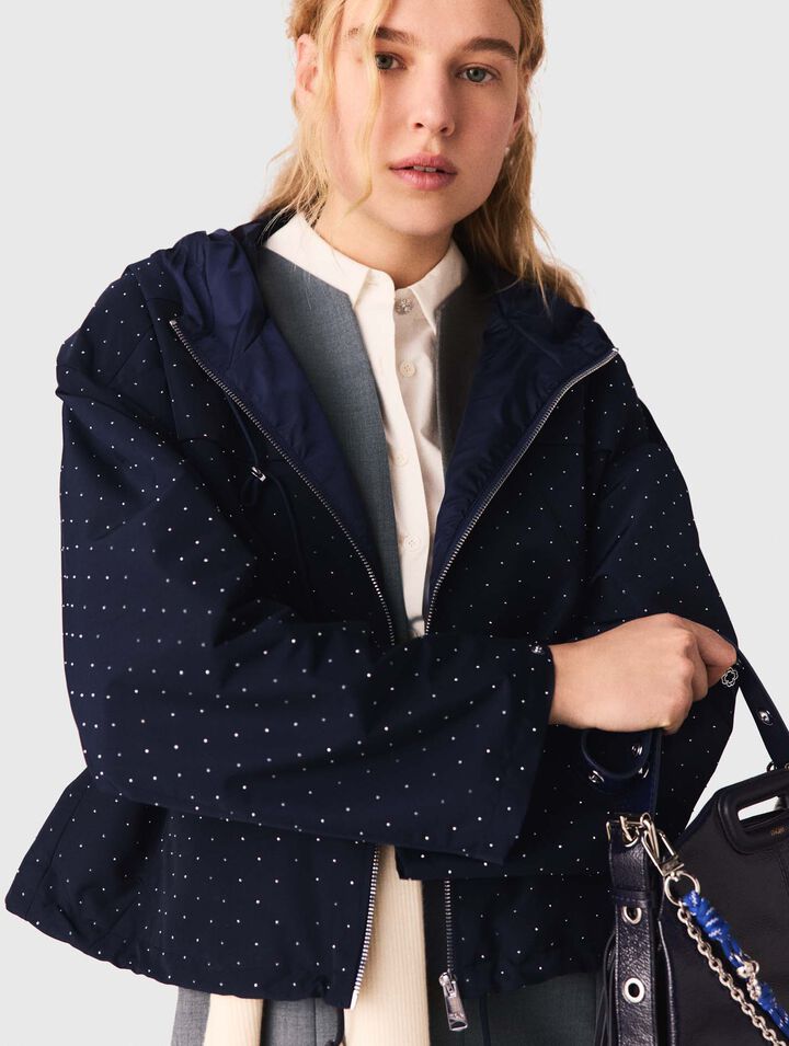 Windjacke mit Strass und Kapuze