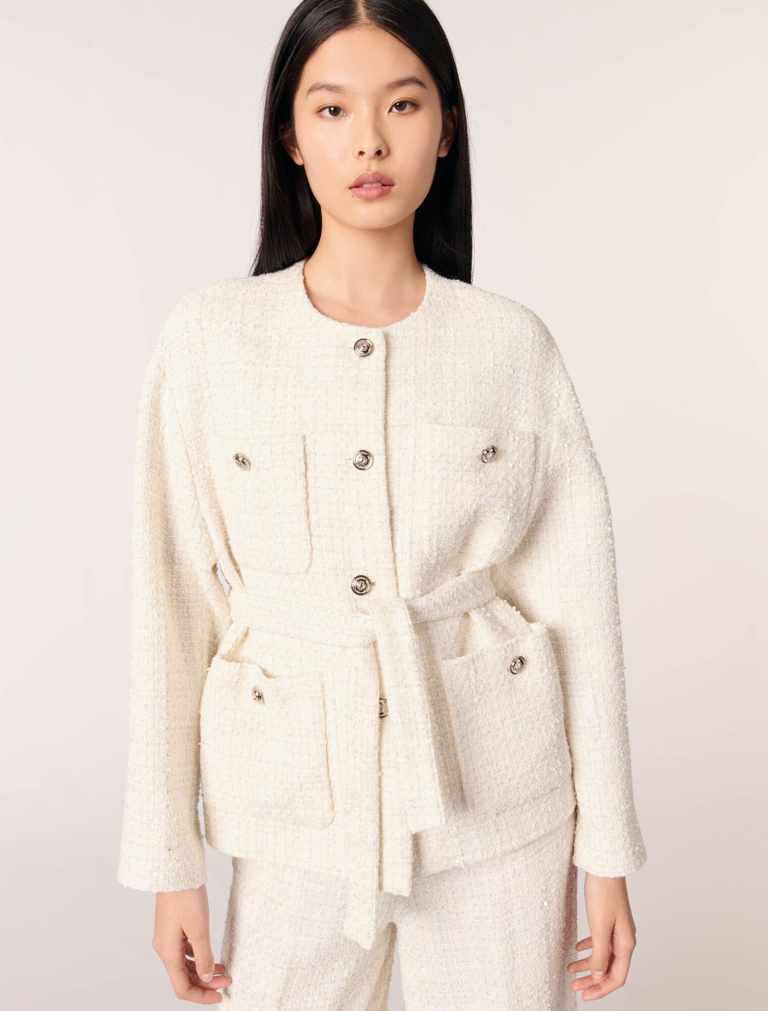 Jacke aus Tweed mit Gürtel