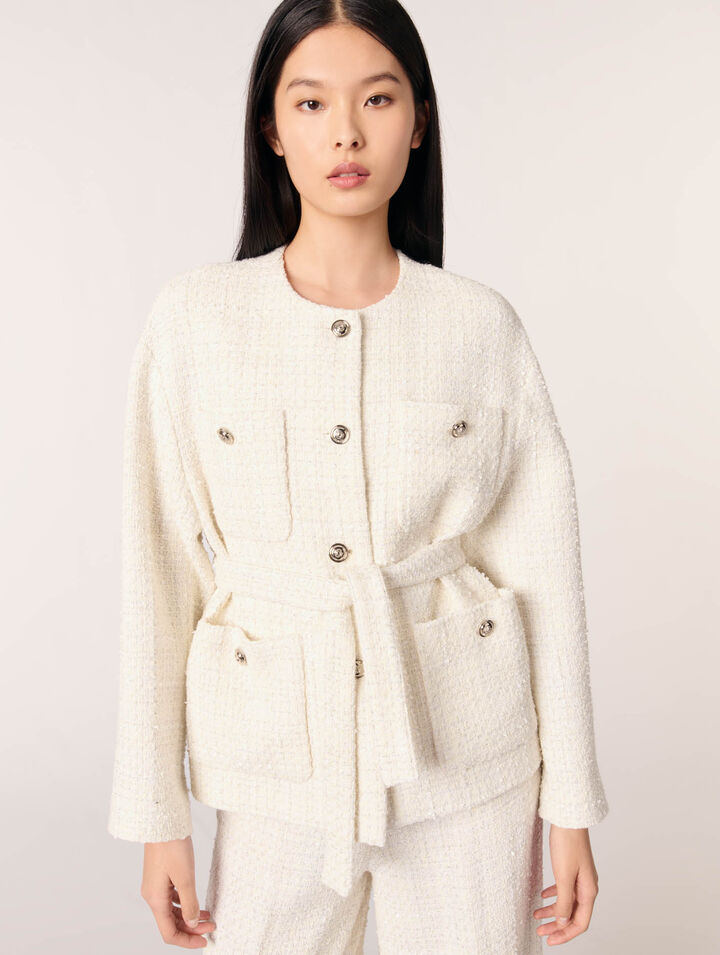 Jacke aus Tweed mit Gürtel
