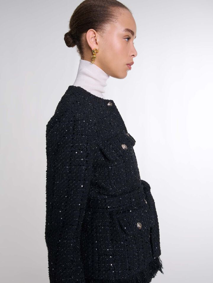 Tweedjacke mit Pailletten