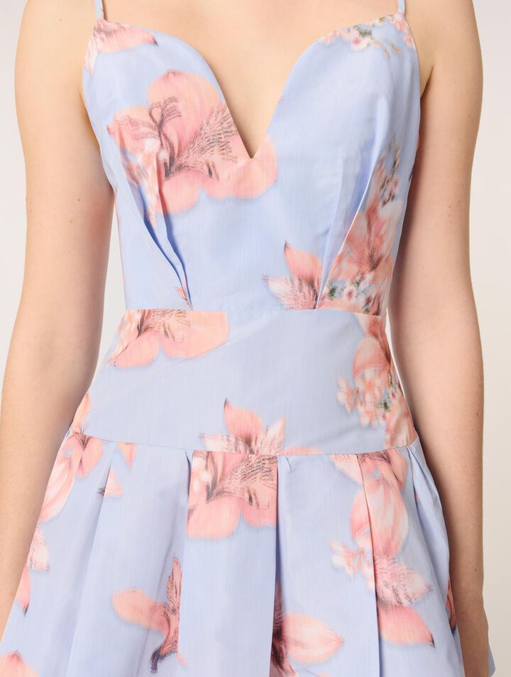Kurzes Taftkleid mit Printmotiv