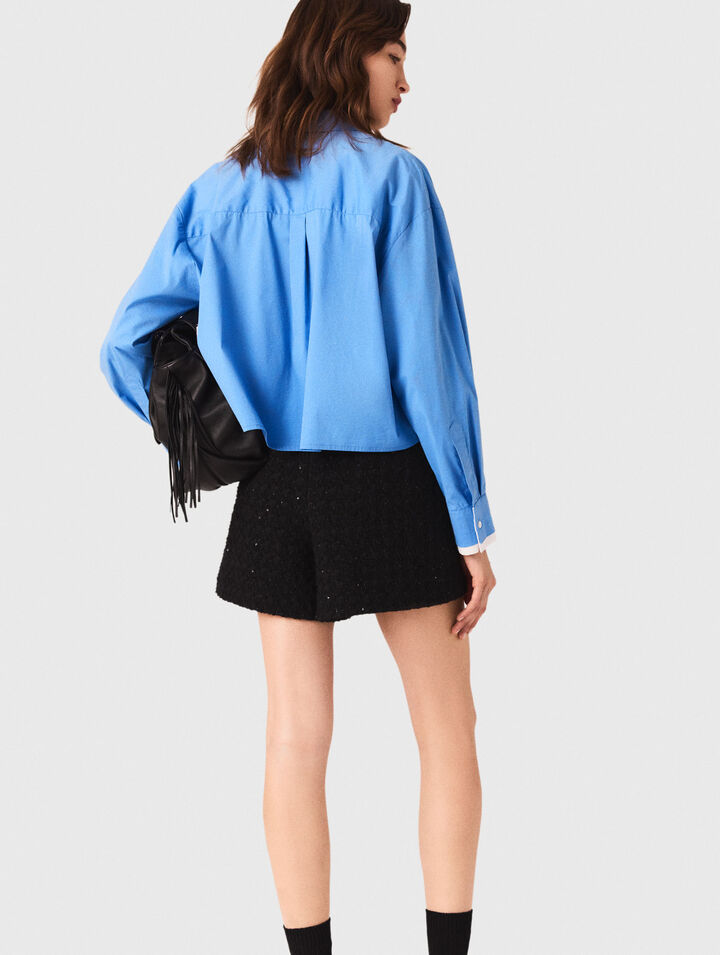 Tweedshorts mit Strass