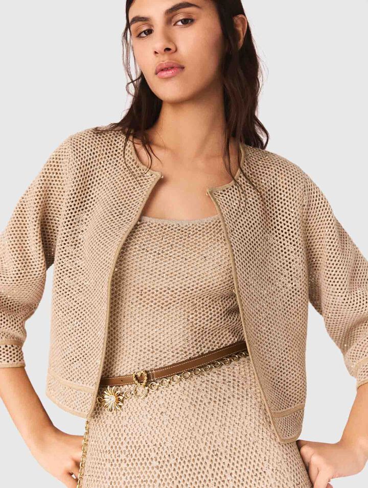 Strick-Cardigan mit Strass