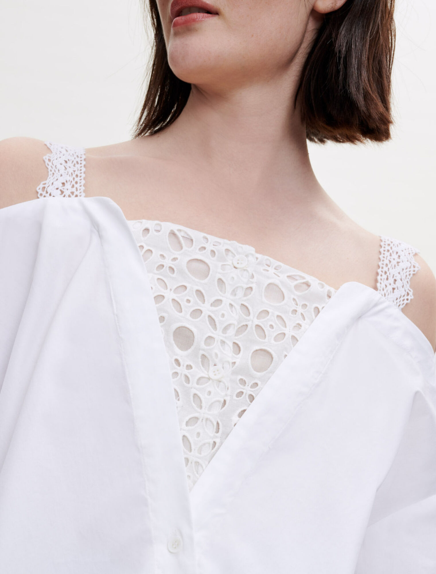 Trompe l'oeil Shirt mit Spitze