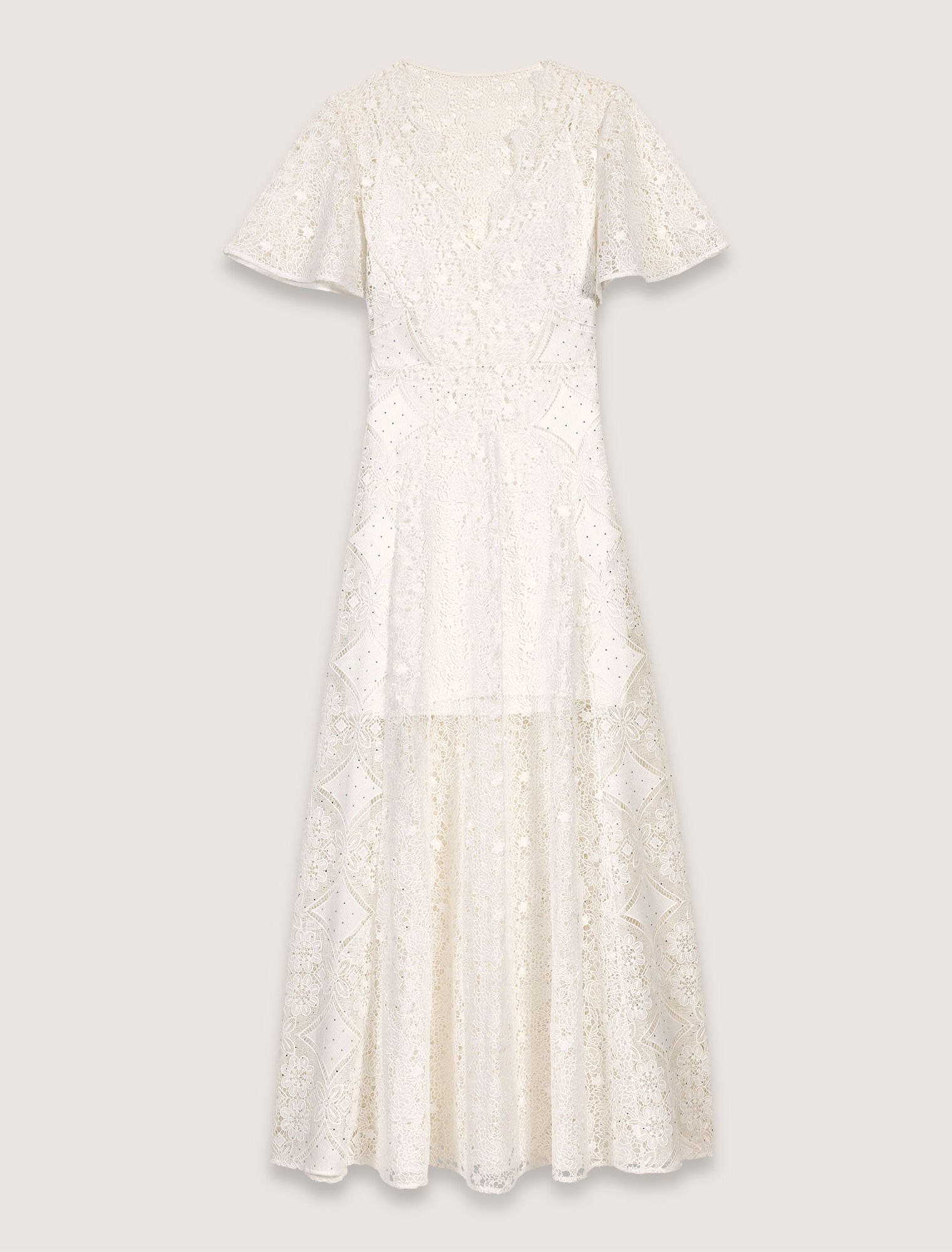 Langes Kleid aus floraler Guipure-Spitze