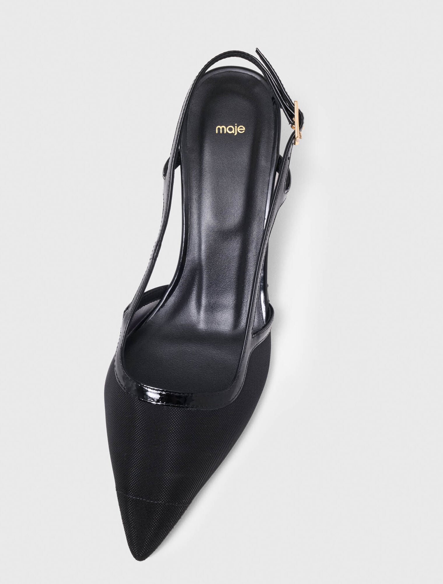 Slingbacks aus Leder und Mesh