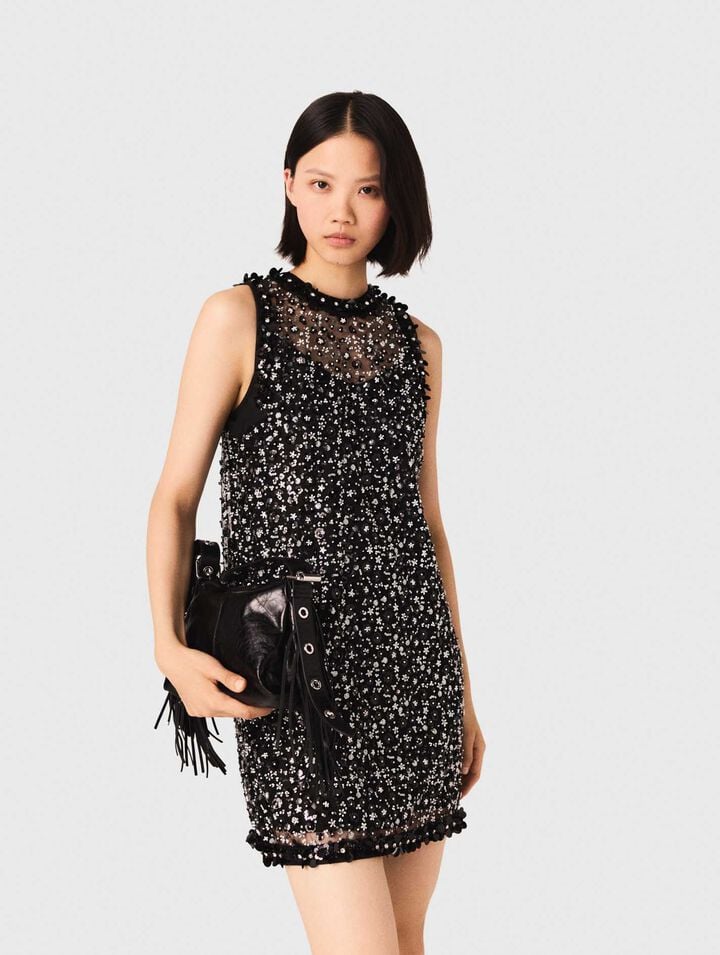 Strass-Kleid mit floralem Print