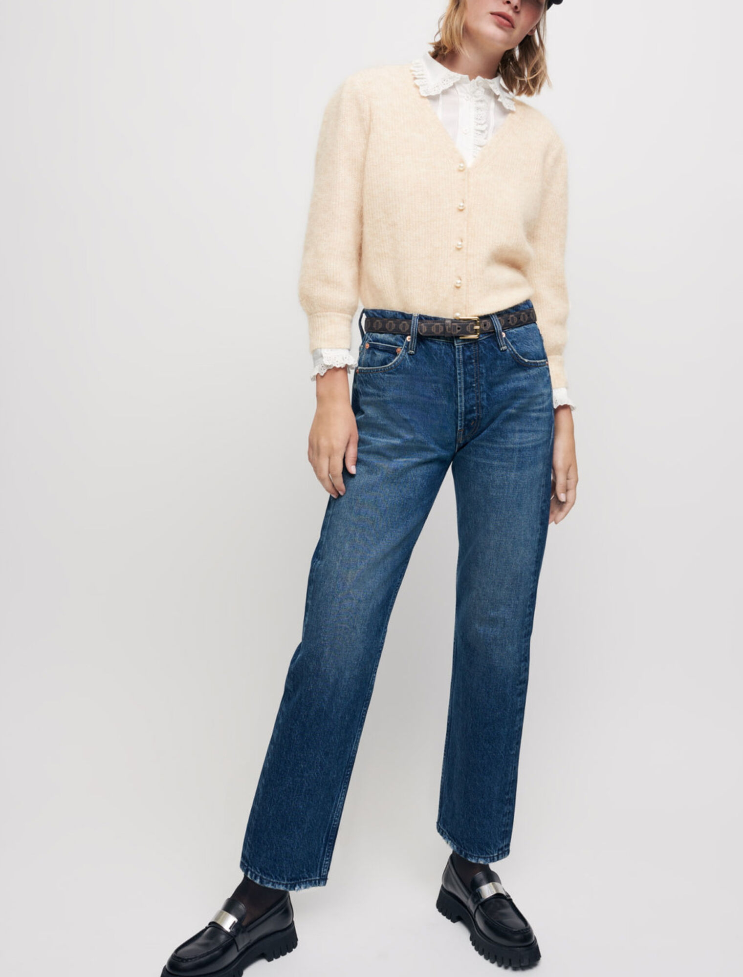 Gerade Jeans mit hoher Taille