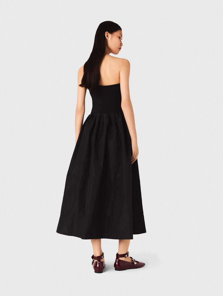 Bustierkleid aus Strick und Taft