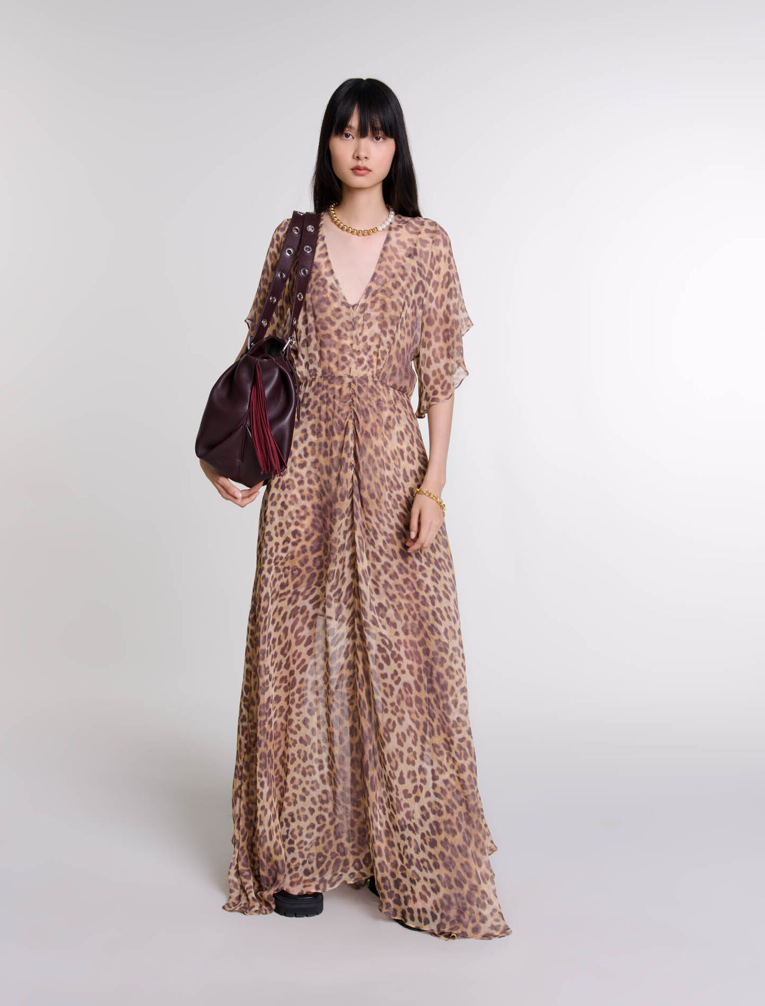 Langes Kleid mit Leopardenmuster
