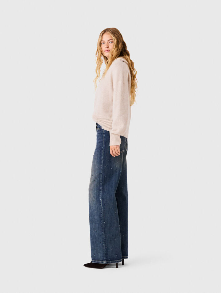 Weite Jeans mit Strass