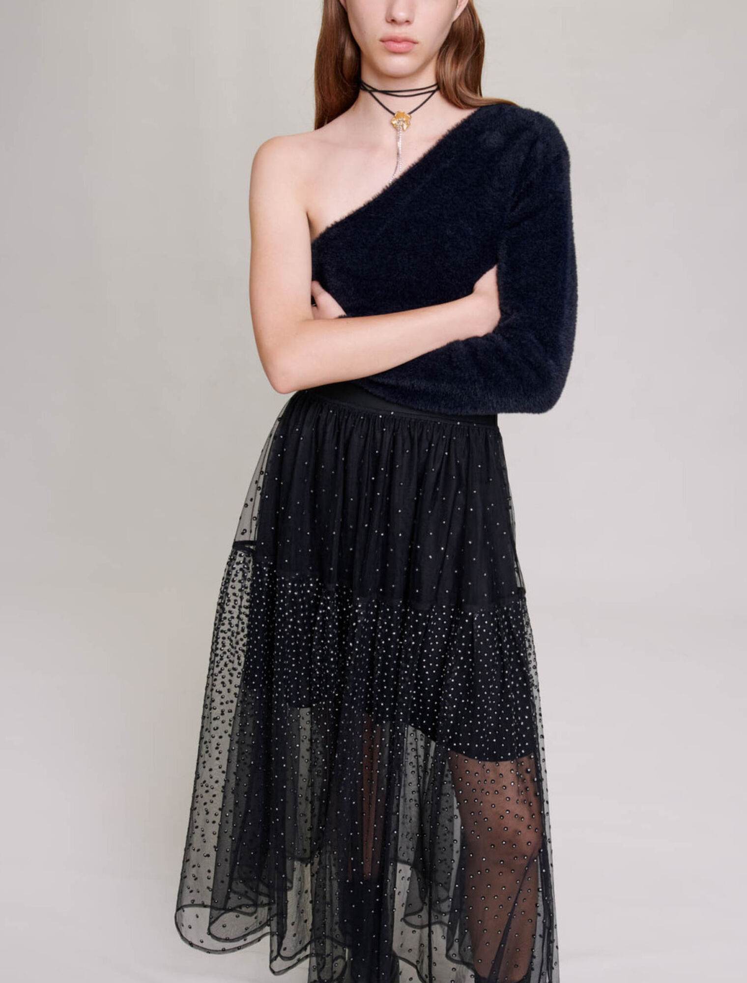 Langer Tüll-Rock mit Glitter