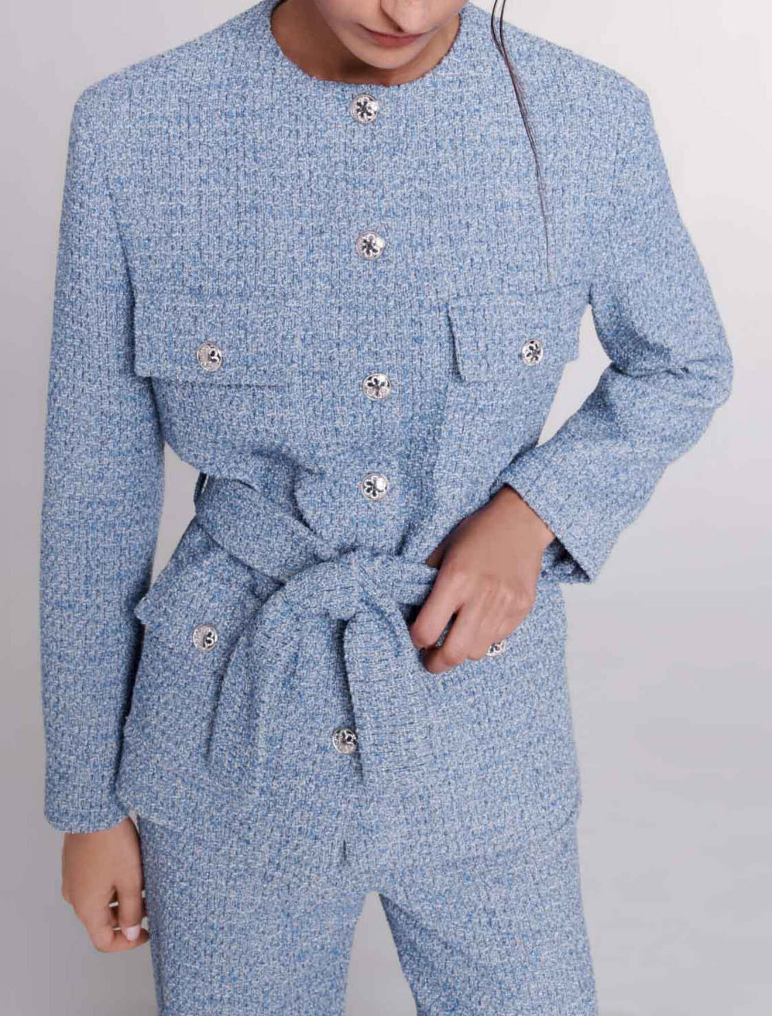 Jacke aus Tweed mit Gürtel