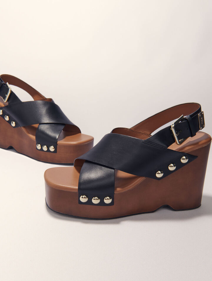 Plateau-Sandalen aus Leder