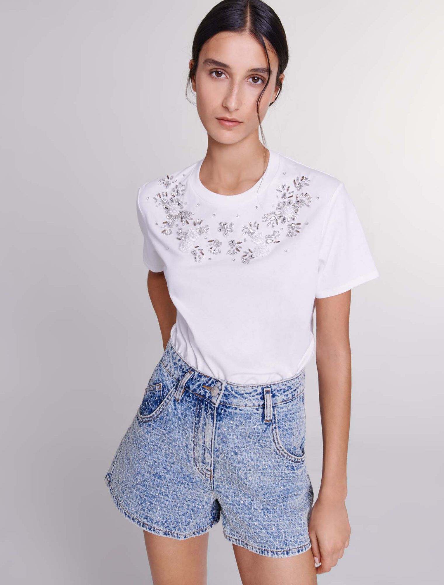 T-Shirt mit Strassbesatz