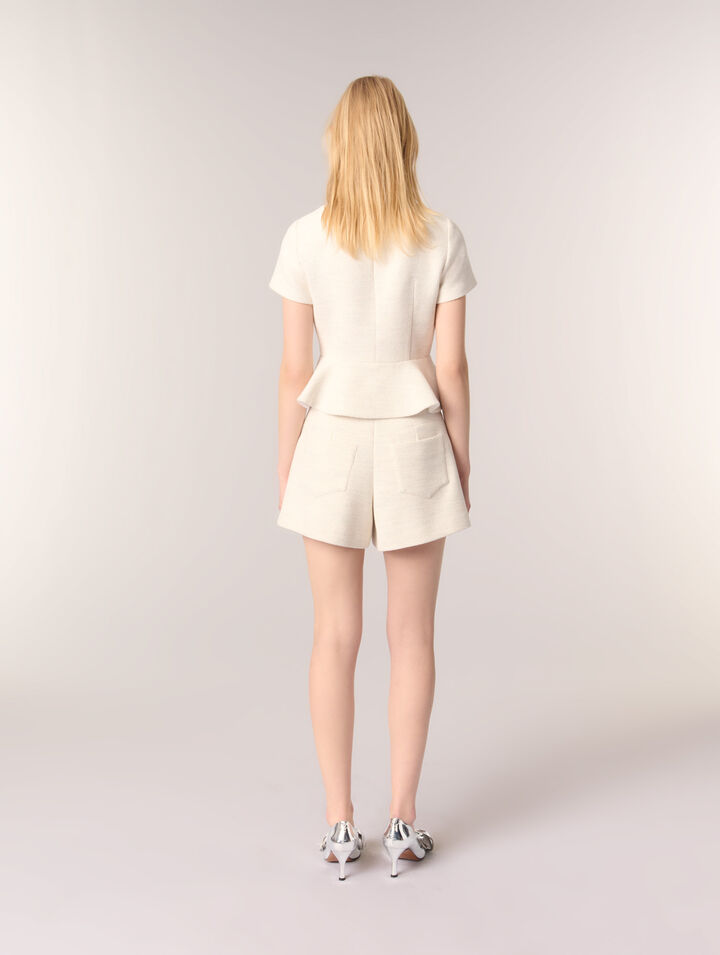 Peplum-Top aus Tweed und Lurex