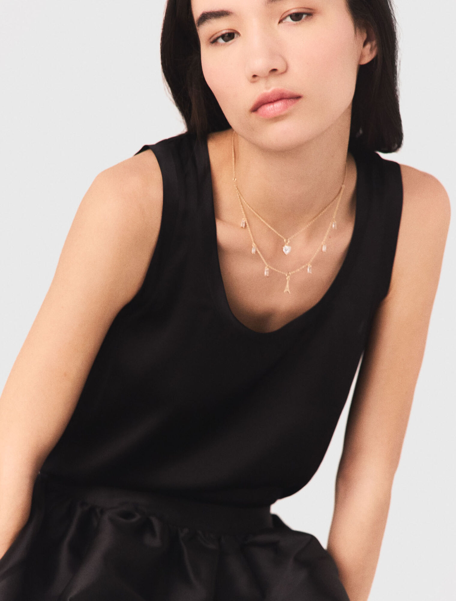 Doppelkette mit Strass-Anh&auml;ngern