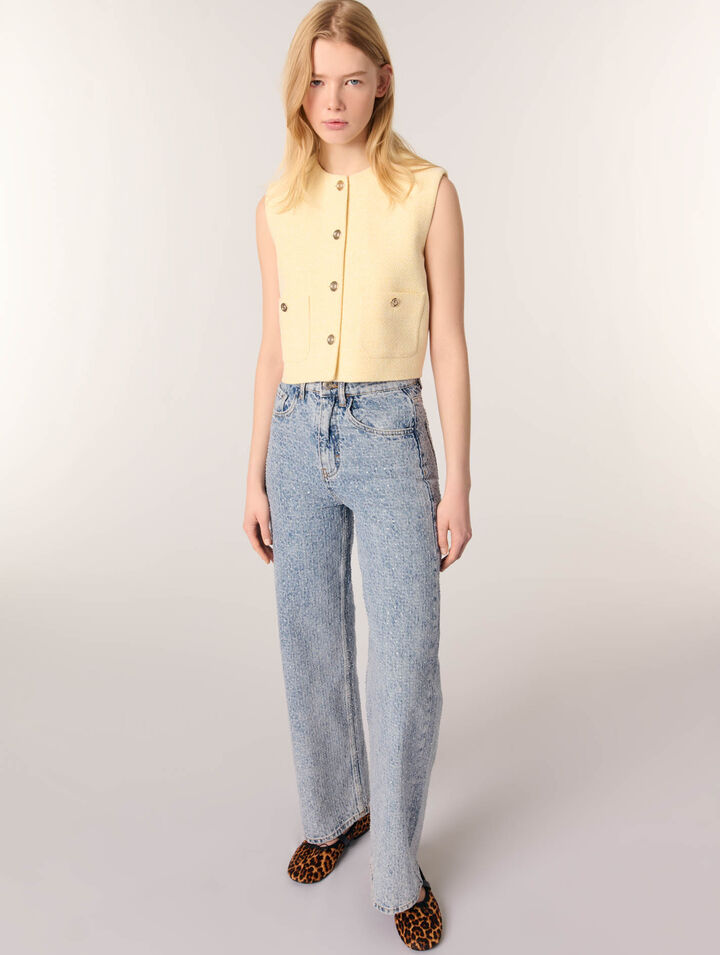 Weite Jeans mit Strassbesatz