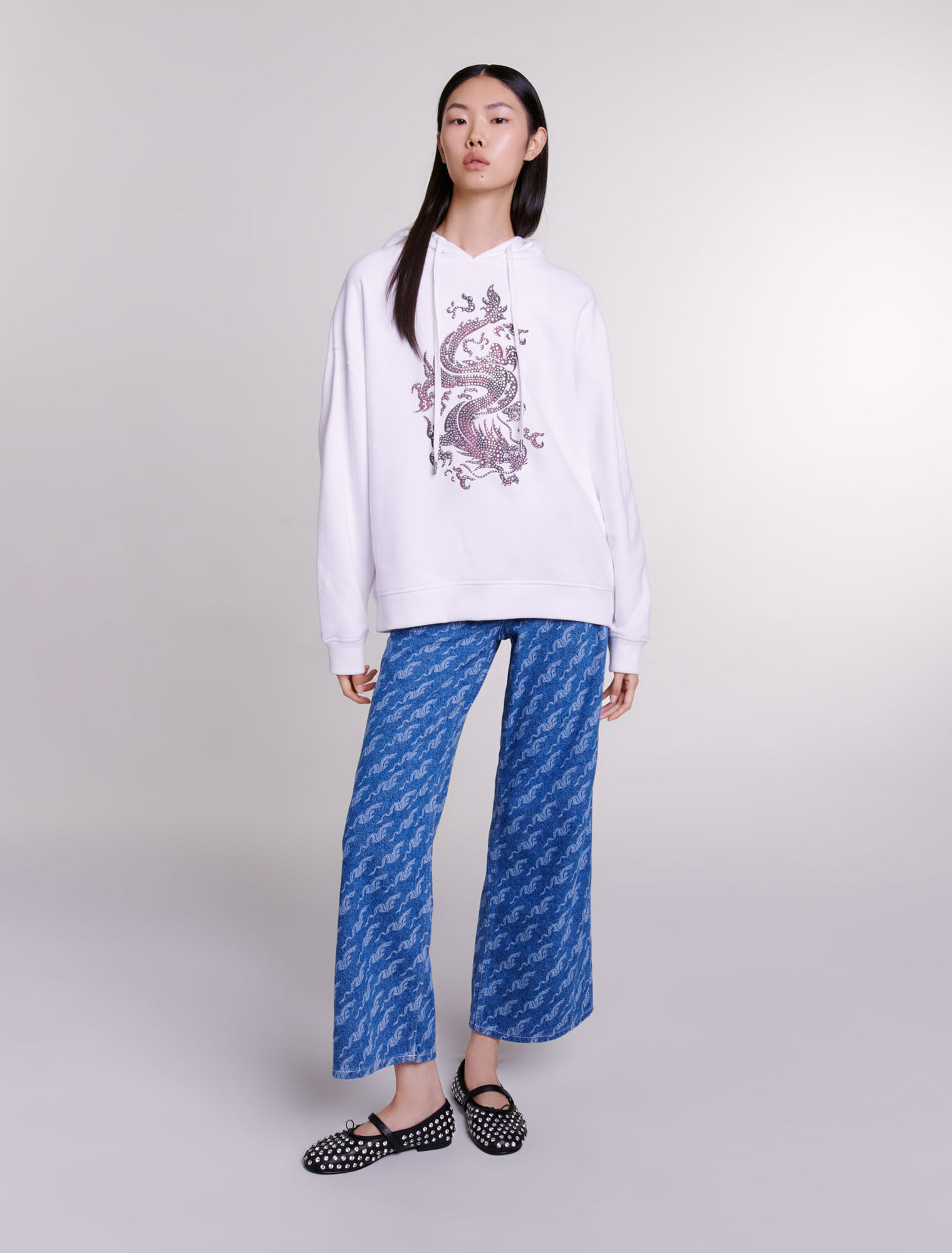 Oversize-Sweatshirt mit Strass