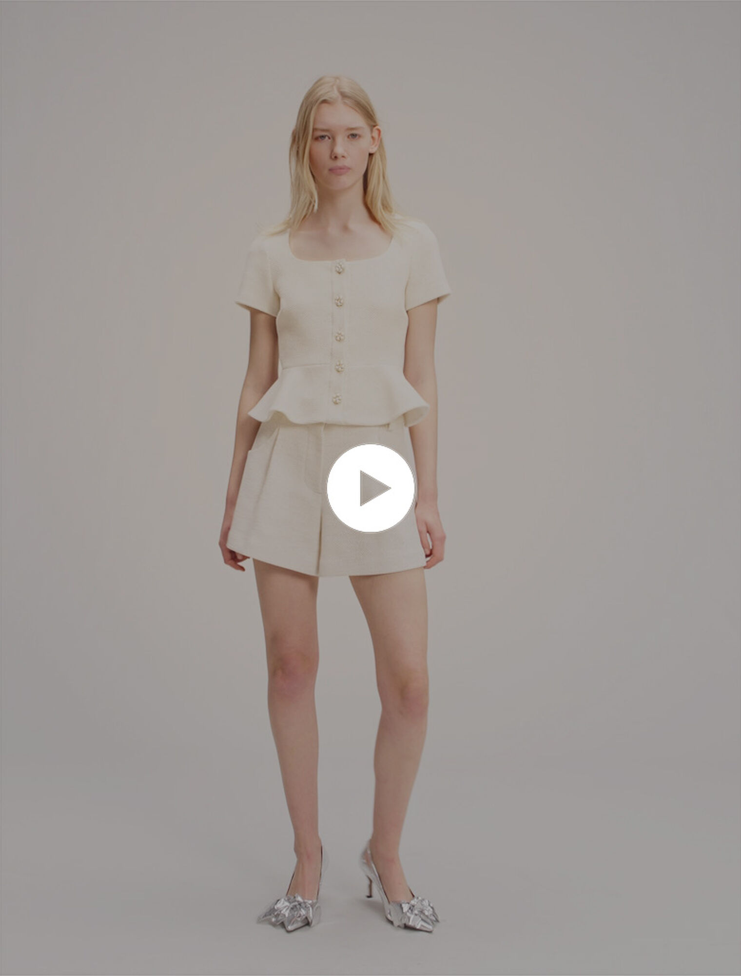 Peplum-Top aus Tweed und Lurex
