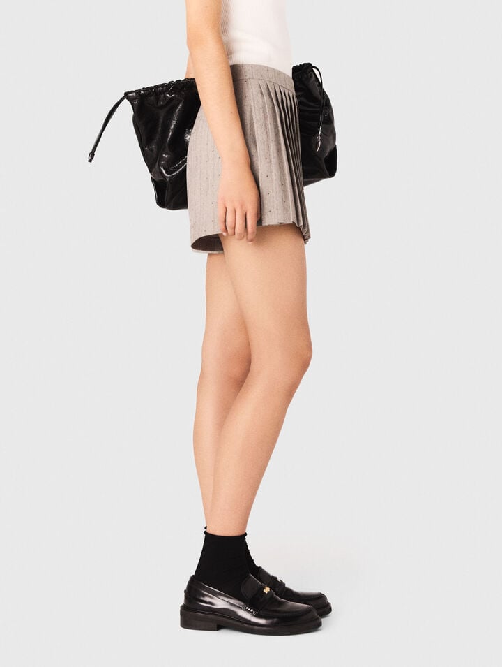 Trompe-l'Œil-Shorts mit Strass