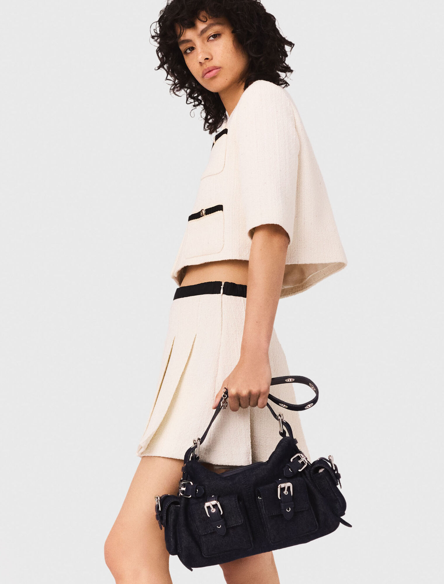 Trompe-l'œil-Shorts aus Tweed