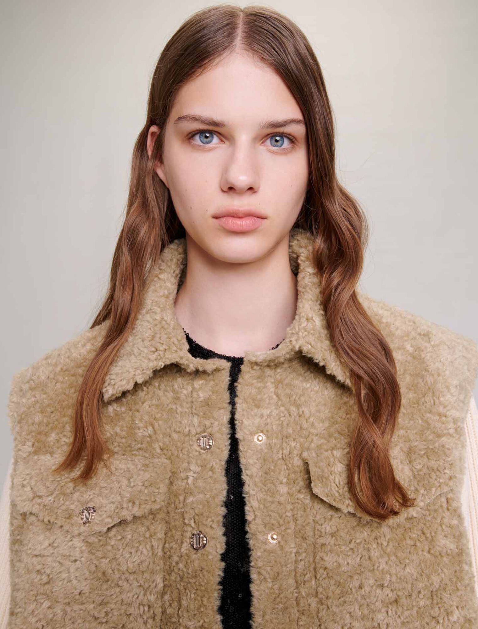 Blouson aus Webpelz und Strickmaterial