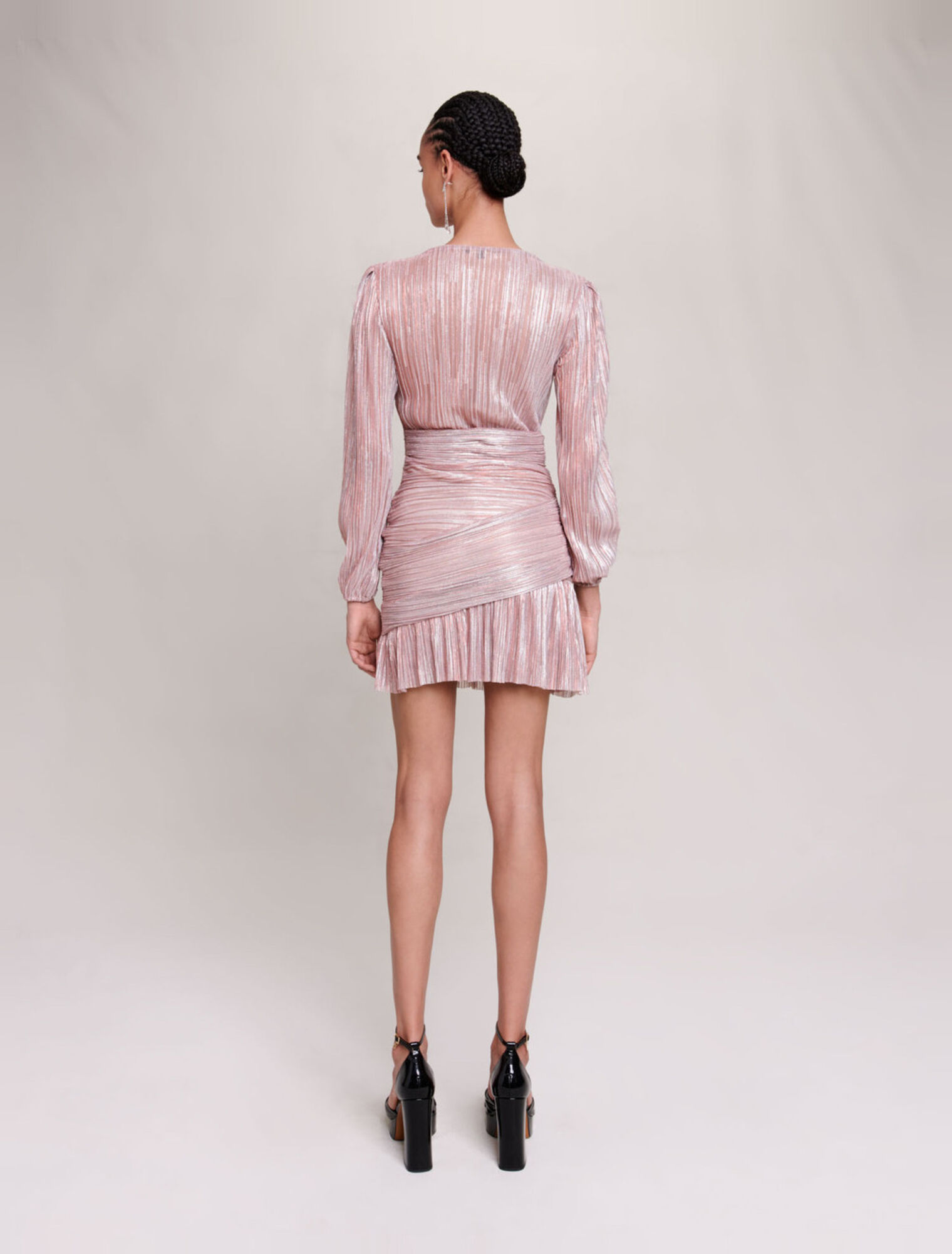Plisseekleid mit Metallic-Garn