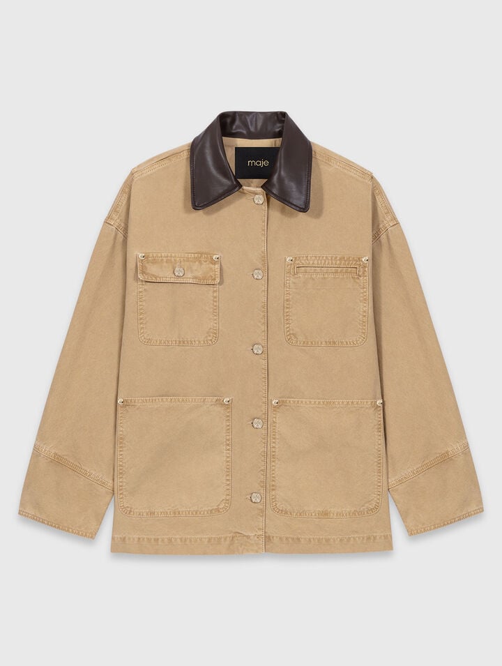 Jeansjacke mit Plissee am R&uuml;cken