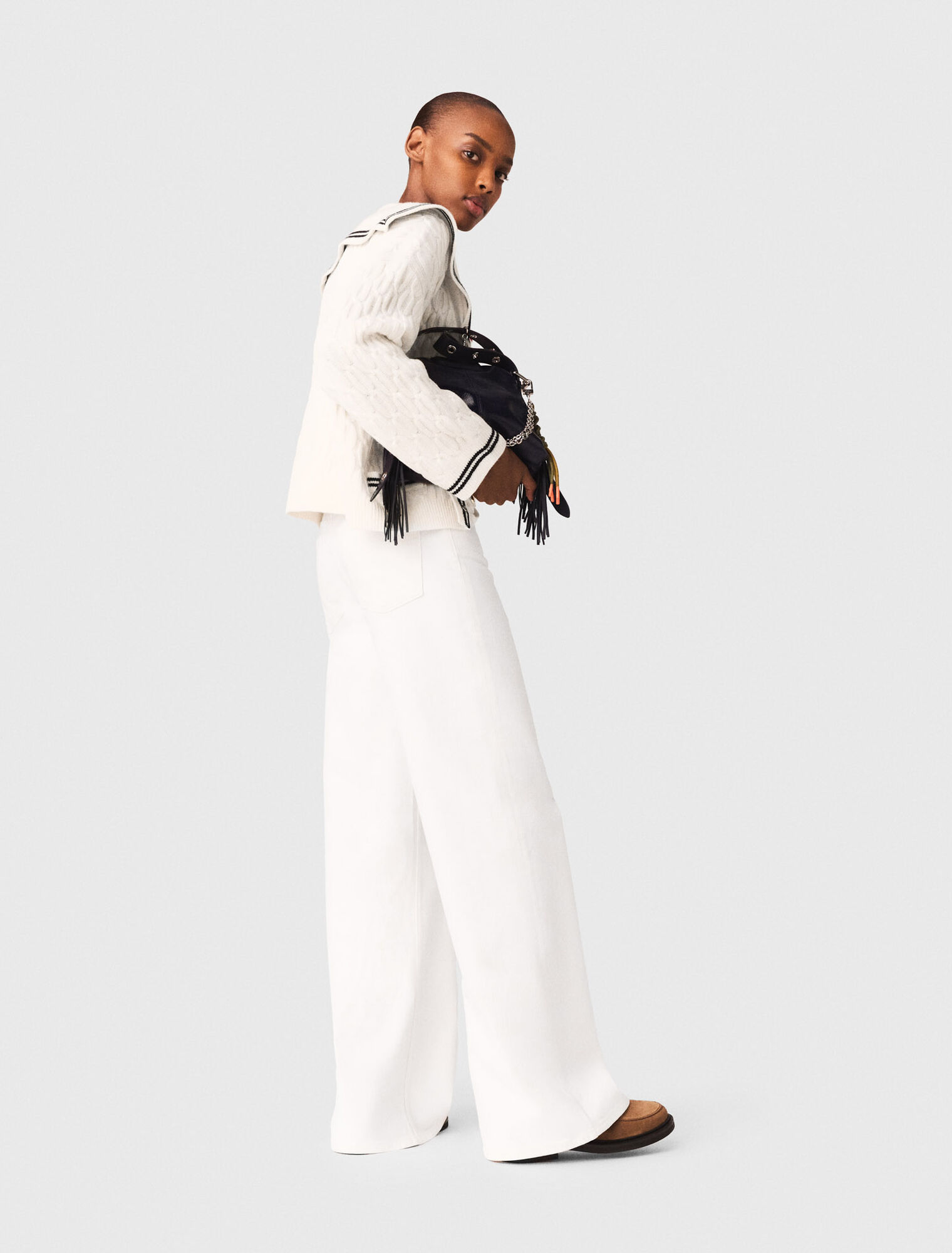 Zopf-Cardigan mit U-Boot-Ausschnitt