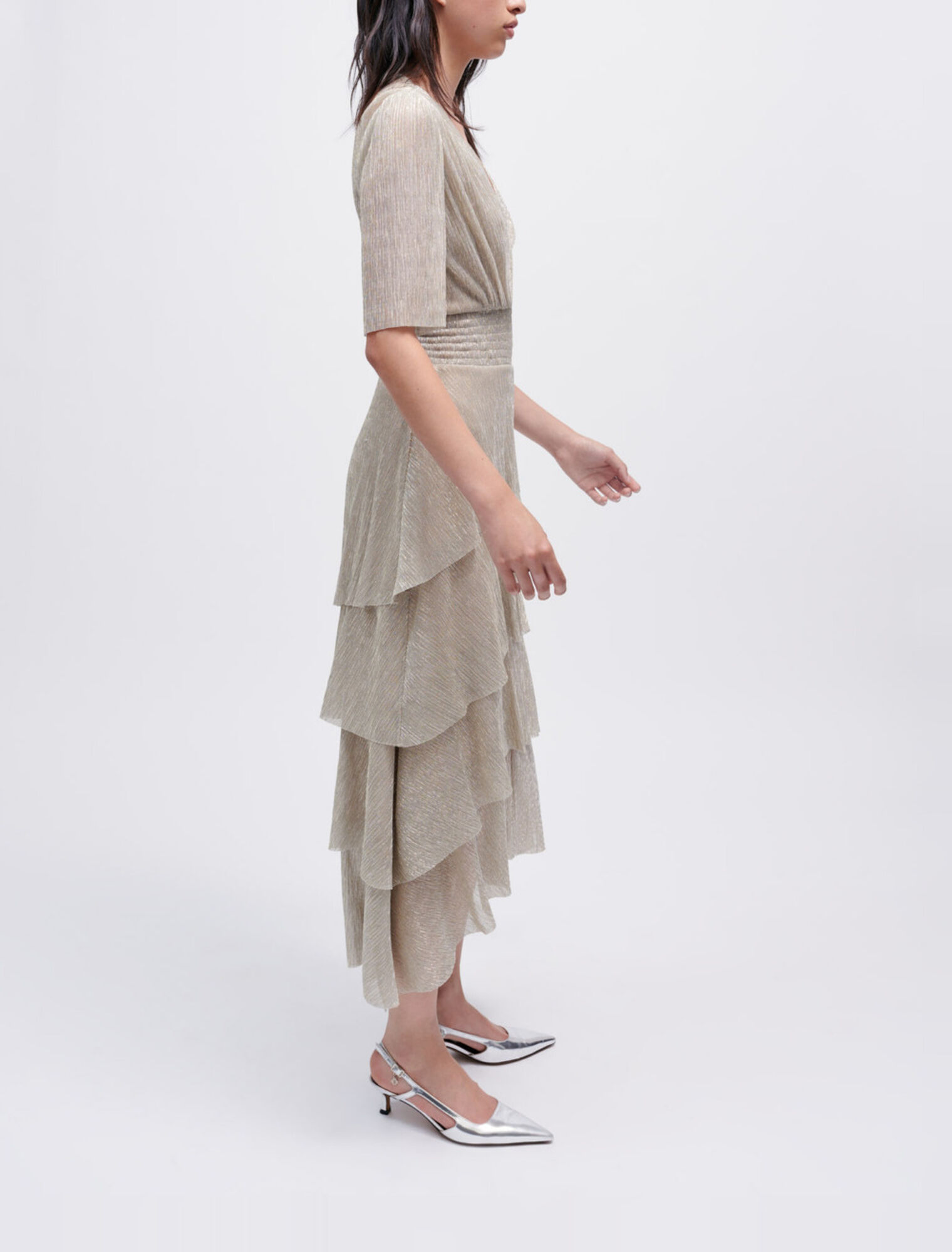 Lamé-Kleid mit Volants