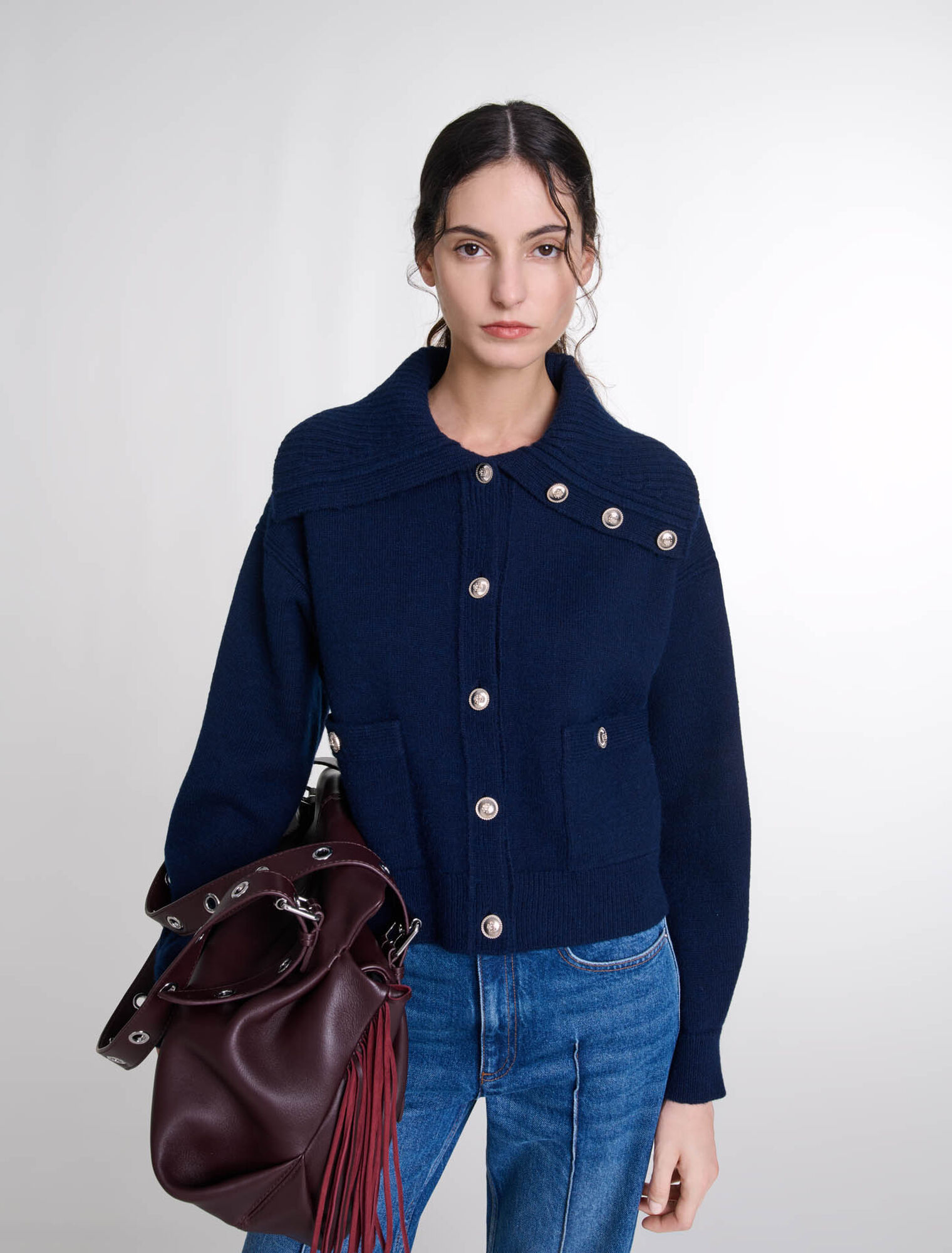 Cardigan aus Wollmischgewebe
