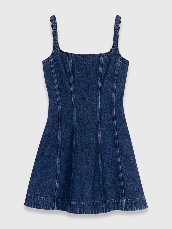Kurzes Babydoll-Kleid aus Denim