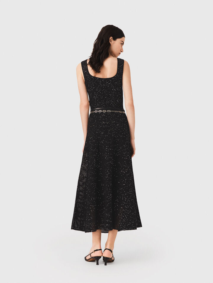 Langes Strickkleid mit Strass