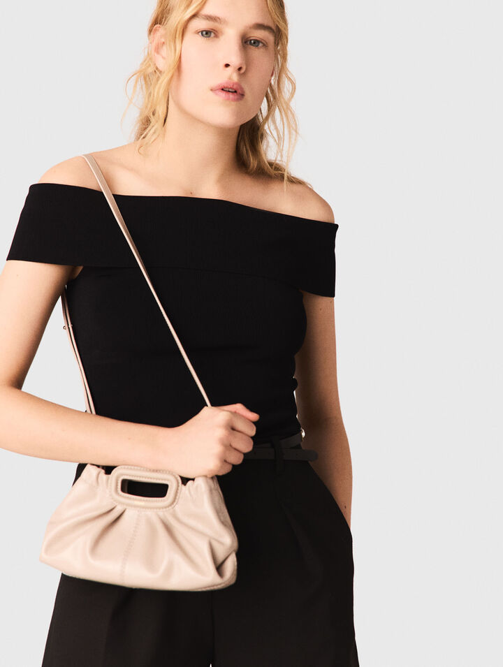 Rippstricktop mit Bardot-Kragen