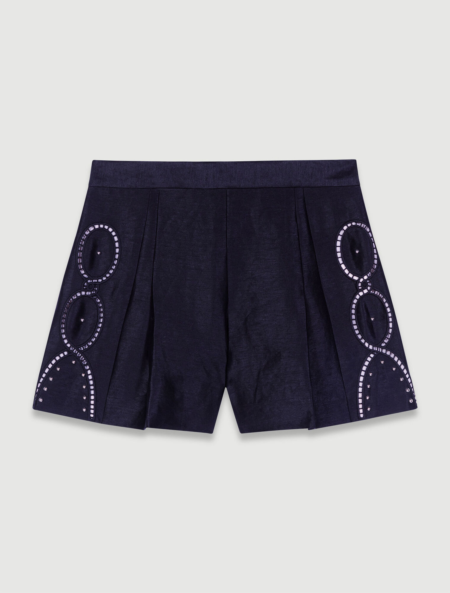 Leinen-Shorts Nieten & Lochmuster